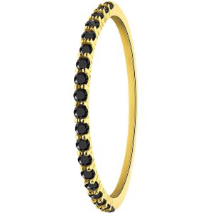14 karaat geelgouden ring met zwarte zirkonia
