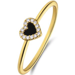 Zilveren goldplated ring met een hartvormige black Agate gemstone