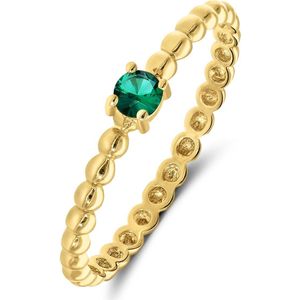 9 karaat geelgouden ring met groene zirkonia