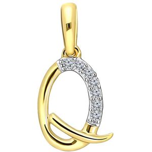14K geelgouden alfabet hanger met diamant 0,03ct