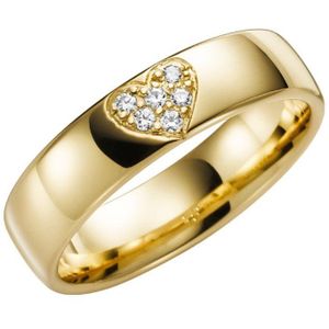 14K geelgouden trouwring diamant Pioenroos hrt H76