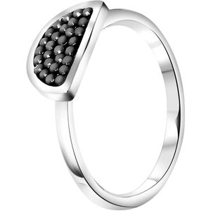 Gerecycleerd stalen ring half rond hematite kristal