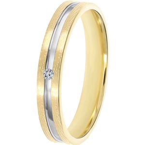 14K bicolor gouden dames trouwring 3mm Lara TW 308