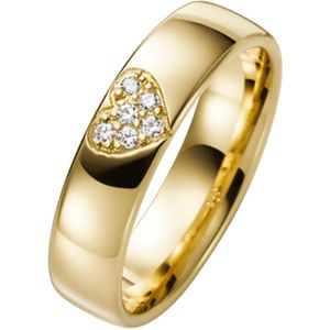 9 Karaat gele trouwring diamant Pioenroos hart H76