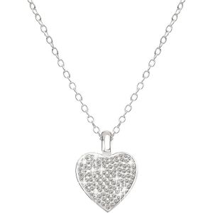 Zilveren ketting&hanger hart kristal