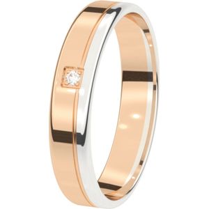 14K rose wit gouden trouwring diamant 4mm Sering