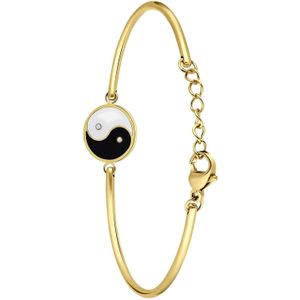 Stalen goldplated armband met ying yang