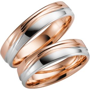 14 K bicolour trouwring rose/wit Dahlia Heren H42R
