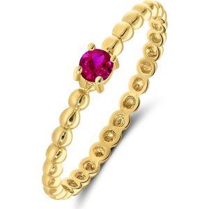 9 karaat geelgouden ring met donker roze zirkonia