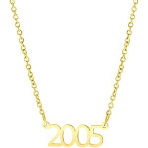 Stalen ketting goldplated jaartal voor dames