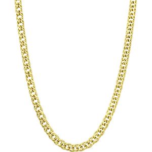 Gerecycleerd zilveren goldplated herencollier dubbele gourmet