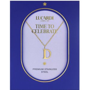 Stalen goldplated ketting letter D