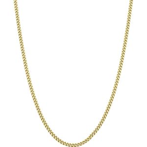 Lucardi Unisex Ketting Gourmet Schakel - Echt Zilver - Ketting - Cadeau - 70 cm - Goudkleurig