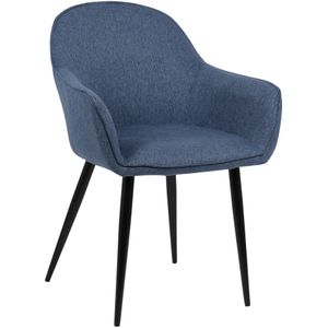 TPFLiving Esszimmerstuhl Boss Stoff Gestell Metall Schwarz - Blau