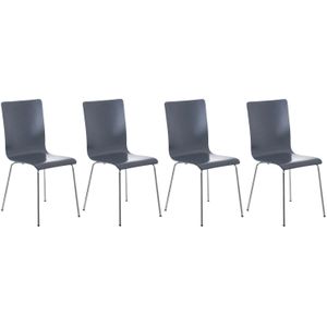 TPFLiving 4er Set Besucherstuhl Peppo mit Holzsitz - Grau
