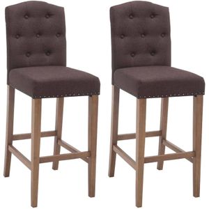TPFLiving 2er Set Barhocker Louisiana Gestell Holz antik-hell Stoff - Braun