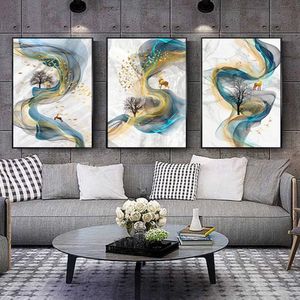 TPFLiving Luxus Poster Leinwand Abstrakte Motive OHNE Rahmen - Model TPFL-LW-08-SET - 13x18cm