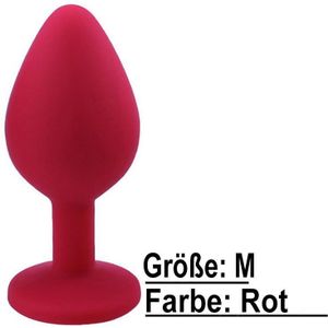 TPFSecret Juwel Analplug für Männer und Frauen - mit Schmuckstein - verschiedene Größen und Farben - Rot / 3.5 cm