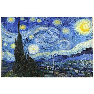 TPFLiving Poster Leinwand / Van Gogh - Sternennacht - / Motiv in verschiedenen Größen - OHNE Rahmen - Modell FB080 - 90x130cm