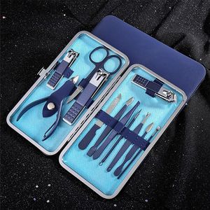 TPFBeauty Maniküre- & Pediküre-Set 12-teilig aus Kunstleder - verschiedene Farben - Blau