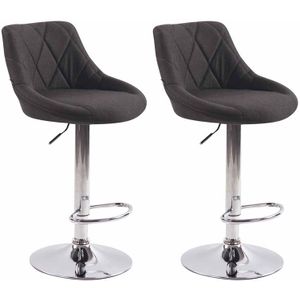 TPFLiving 2er Set Barhocker Lazius Gestell Metall in Chromoptik Stoff - Dunkelgrau