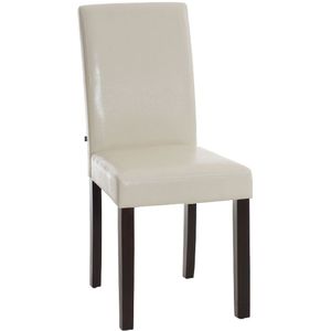TPFLiving Esszimmerstuhl Ines Kunstleder Gestell Holz Dunkelbraun - Creme