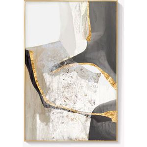 TPFLiving XXL Riesen Luxus Poster Leinwand / Abstrakte Strukturen in Gold weis und grau / 3 Motive in 11 verschiedenen Größen - OHNE Rahmen - Modell TPFL-LW-302-MC - 90x180cm