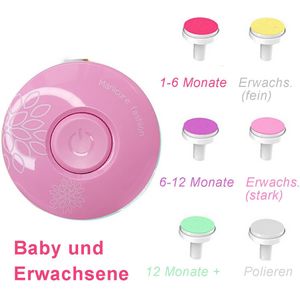TPFBeauty Baby Nageltrimmer Elektrisch mit 6 Schleifköpfen, verschiedene Farben - Rosa