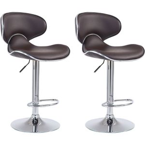 TPFLiving 2er Set Barhocker Las Palmas Gestell Metall in Chromoptik Kunstleder - Braun