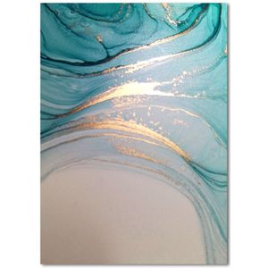 TPFLiving Luxus Poster Leinwand - Abstrakte Strukturen - Türkis, Gold, Grau Beige - 13 verschiedene Größen - OHNE Rahmen - Modell C - 40x50cm