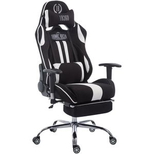 TPFLiving Racing Bürostuhl Limitless Stoff mit Fußablage - Schwarz/Weiß