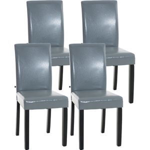 TPFLiving 4er Set Esszimmerstuhl Ines Kunstleder Gestell Holz Schwarz - Grau