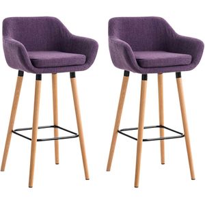 TPFLiving 2er Set Barhocker Grande Gestell Holz Stoff - Lila