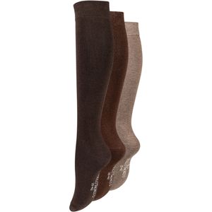 Paolo Renzo® Damen Baumwoll-Kniestrümpfe 3 oder 6 Paar - Größen 35/38 und 39/42 - Braun / 39-42 / 3