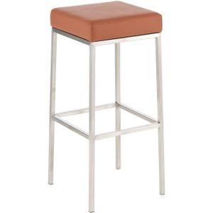 TPFLiving Barhocker Montana E5 Gestell Edelstahl Kunstleder - Cognac