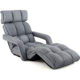 Relax Chair 5-fach verstellbarer, faltbarer Bodenstuhl mit Griff & Rückenlehne Bodenliege für Gaming & Schlafen & Lesen Grau