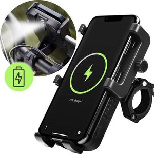 IMoshion Handyhalterung Fahrrad mit 5.000mAh Powerbank - Handyhalterung - Fahrradhalterung mit Fahrradlicht - Fahrradzubehör - Wireless Charger -