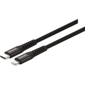 PHILIPS - USB-C zu Lightning Kabel - DLC3104L/03 - 1.2 Meter Kabel - Laden und Synchronisieren - Ersatz Apple Lightning Kabel - Schwarz