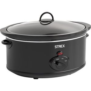 Strex Slowcooker 6.5L - Herausnehmbarer Keramik-Innenbehälter - Warmhaltefunktion - Slow Cooker - Schwarz