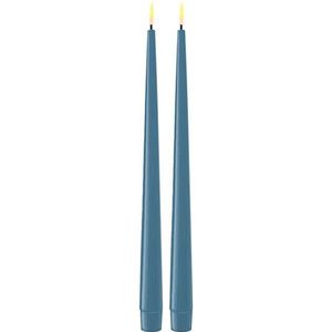 Led dinerkaars 28 cm | Ice Blue | 3D vlam | Shiny | 2 stuks | Deluxe HomeArt