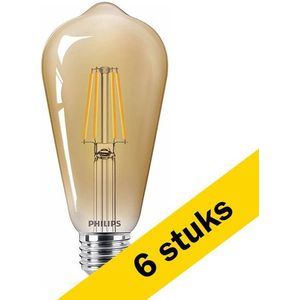 6x Philips LED lamp E27 | Edison ST64 | Filament | Goud | 1800K | 3.1W (25W)