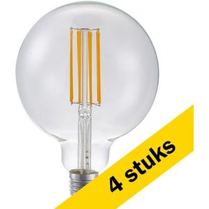 4x 123led LED lamp E27 | Globe G125 | Filament | Helder | 2200K | Dimbaar | 8W (45W)