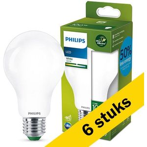 6x Philips LED lamp E27 | Peer A67 | Ultra Efficient | Mat | 3000K | 7.3W (100W)
