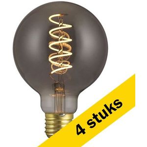 4x 123led LED lamp E27 | Globe G80 | Filament | Smokey | 2200K | Dimbaar | 4W (11W)