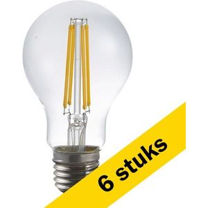 6x 123led LED lamp E27 | Peer A60 | Dag/Nachtsensor | Filament | Helder | 2700K | 7W (60W)