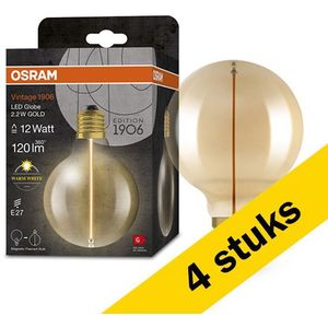 4x Osram LED lamp E27 | Globe G95 | Vintage 1906 Magnetic | 2700K | Goud | 2.2W (12W)