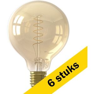 6x Calex LED lamp | E27 | Globe G95 | Goud | 2100K | Dimbaar | 3.8W (25W)