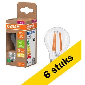6x Osram LED lamp E27 | Kogel P45 | Helder | Filament | 2700K | 1.2W (25W)