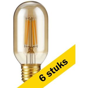 6x 123led LED lamp E27 | Buis T45 | Filament | Goud | 2300K | Dimbaar | 4W (25W)
