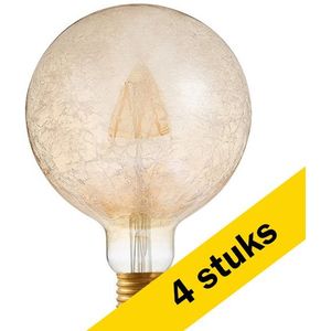 4x 123led LED lamp E27 | Globe G125 | Filament | Ice | Goud | 2000K | Dimbaar | 4W (21W)